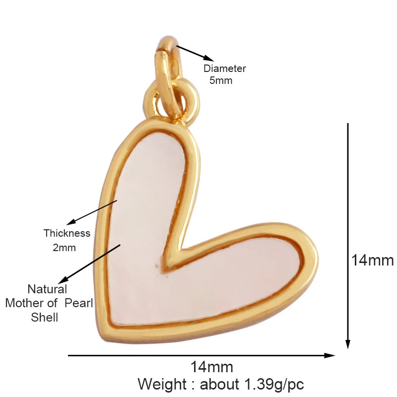 Classics Love Heart Star Zircon Focal Charm Pendant 18K Gold Plated Shell Pearl Jewelry
