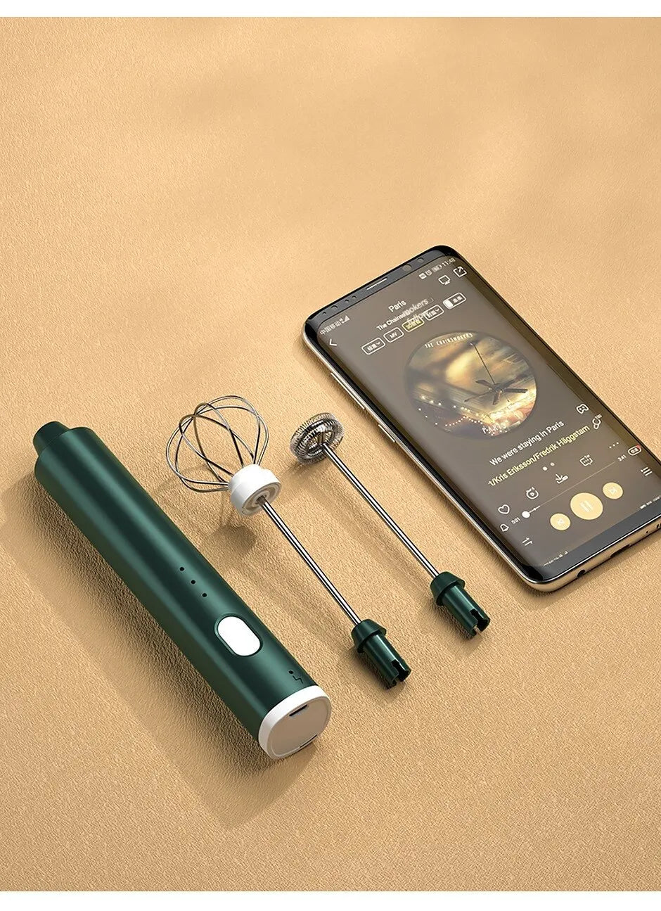 1 PCS USB Rechargeable Handheld Egg Beater 3 Speeds Milk Frother