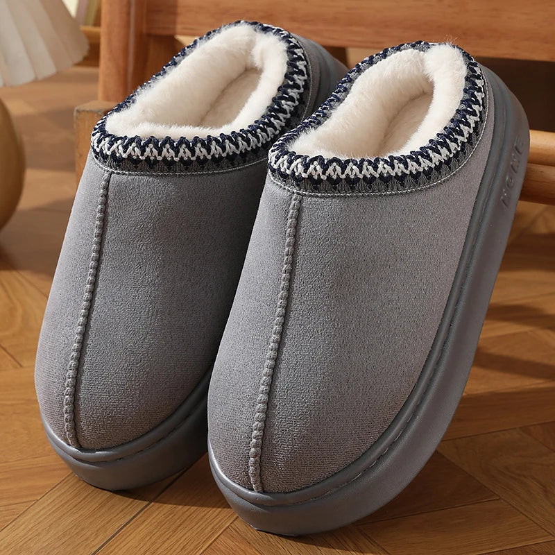 Home Soft Plush Slippers Women Winter Non-Slip Cotton Slides Plus Size 45 Warm Thick Bottom