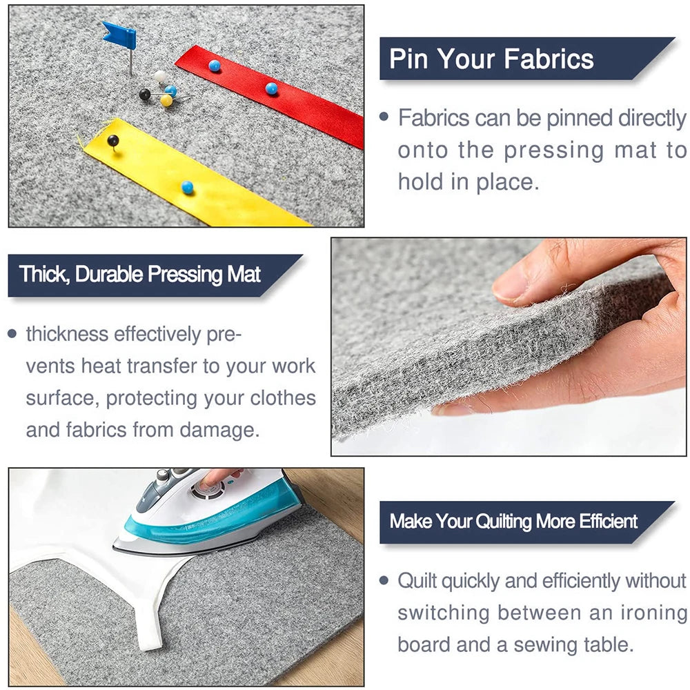 Wool Pressing Mat for Quilting and Sewing High Temperature Ironing Pad Felt Pressing Mat for Home Use