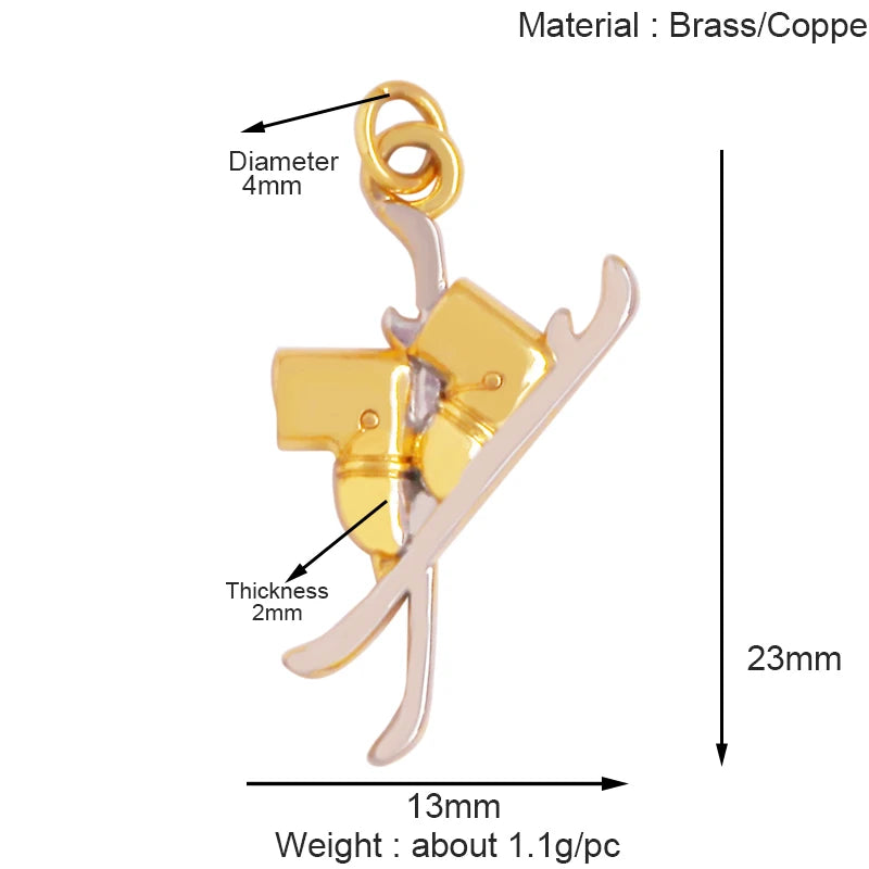 Cowboy Hat Boots Charm Pendant Zirconia 18K Gold Necklace