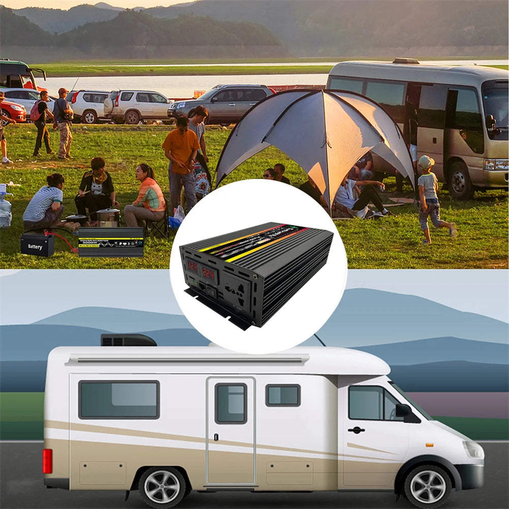 10000W/12000W Car Inverter LCD Display Pure Sine Wave Inverter DC 12V to AC 220V