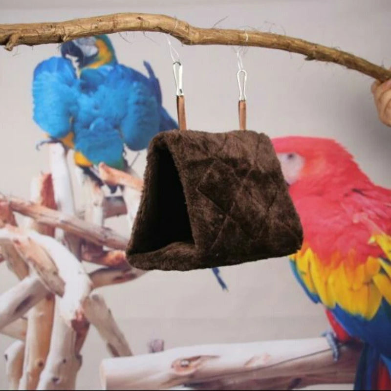 Fashion Pet Bird Cages Warm Parrot Hammock Soft Plush Birds Nest Hut Tent Bed Hanging Cave for Sleeping and Hatching Shed House