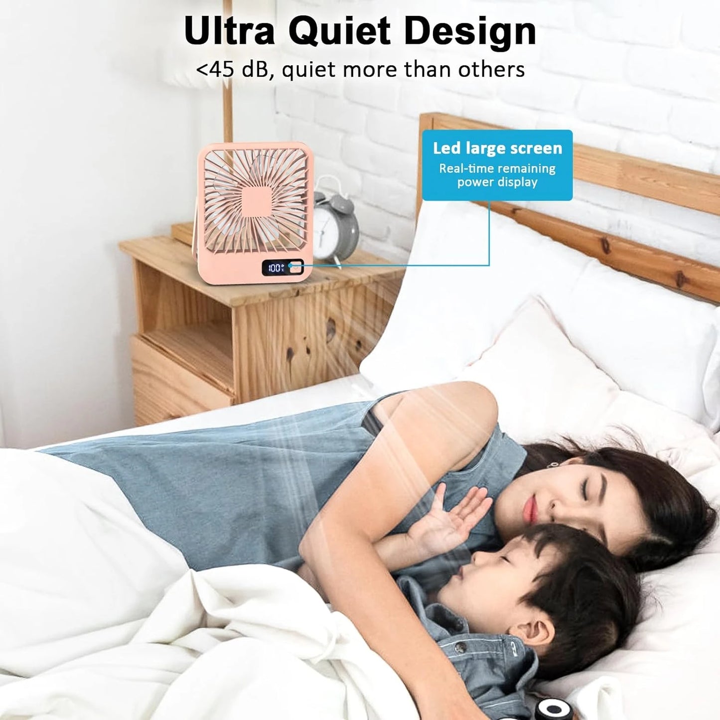 Portable USB Rechargeable Desk Fan With 180º Tilt And 5 Speeds