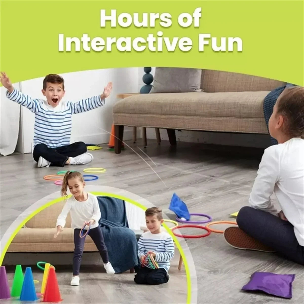 3 in 1 Soft Plastic Cones Bean Bags and Ring Toss Games Set for Kids Outdoor Birthday Party 32 Piece Carnival Fun