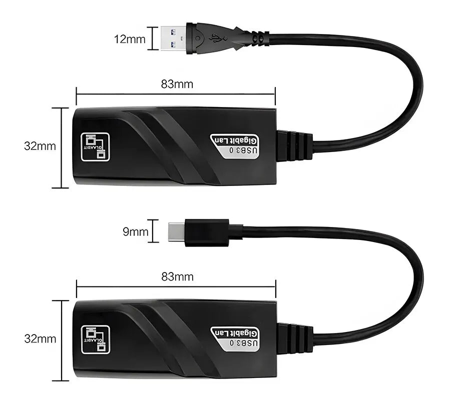 Adaptador DBIT Wi-Fi 3.0 HUB USB Ethernet Tipo C a RJ45 Tarjeta de red Gigabit Mini PC Computadoras de escritorio Accesorios para portátiles Plug and Play