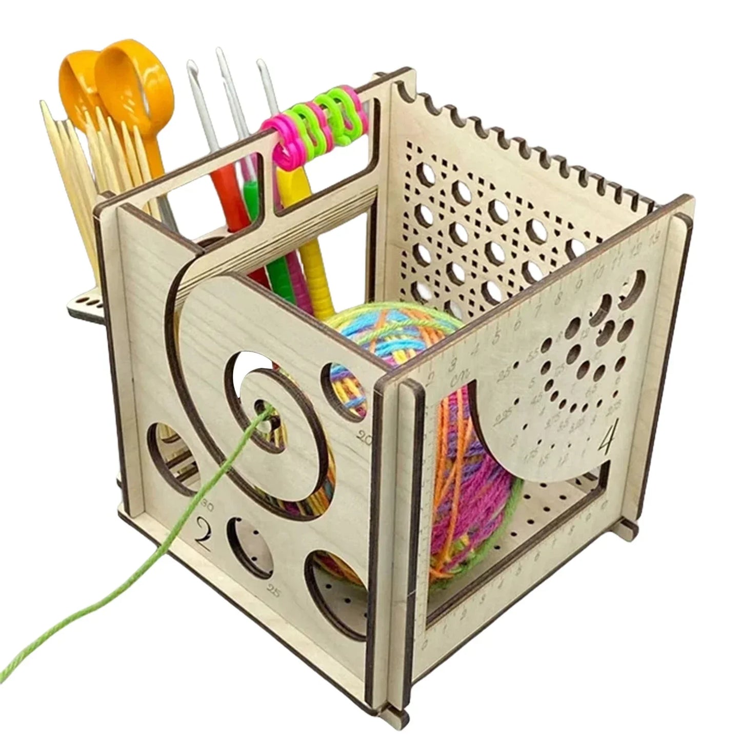 DIY All-In-One Wooden Yarn Bowl Crochet Organizer Holder