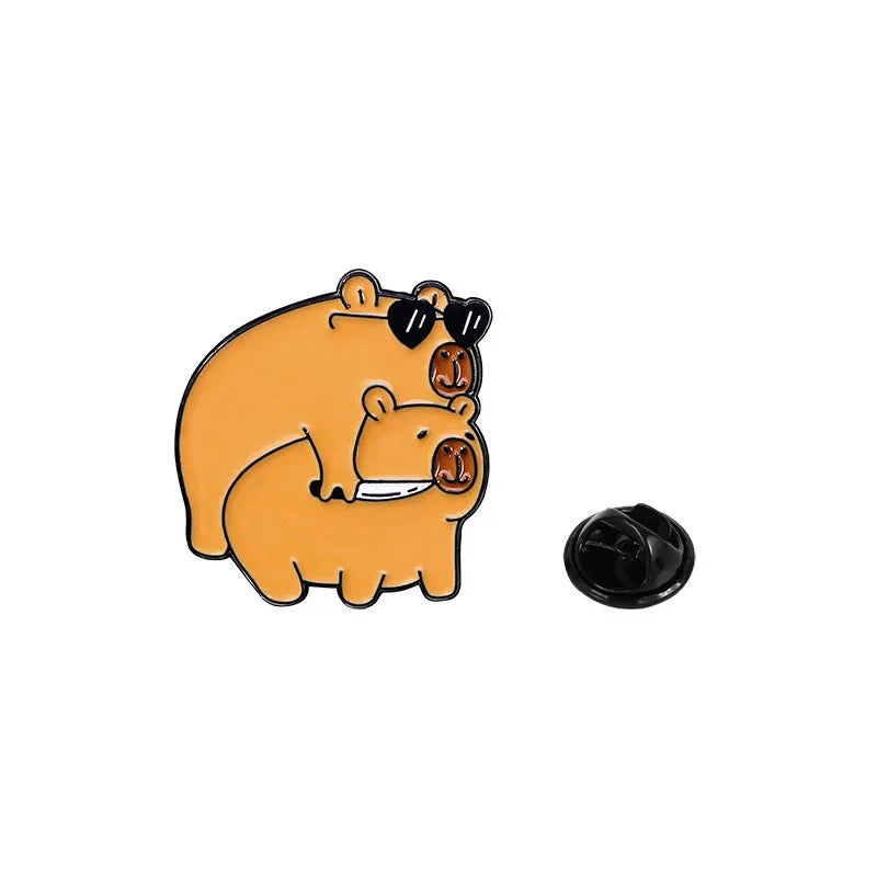 Elviragirl 1Pcs Cute Cartoon Capybara Enamel Brooch Pin
