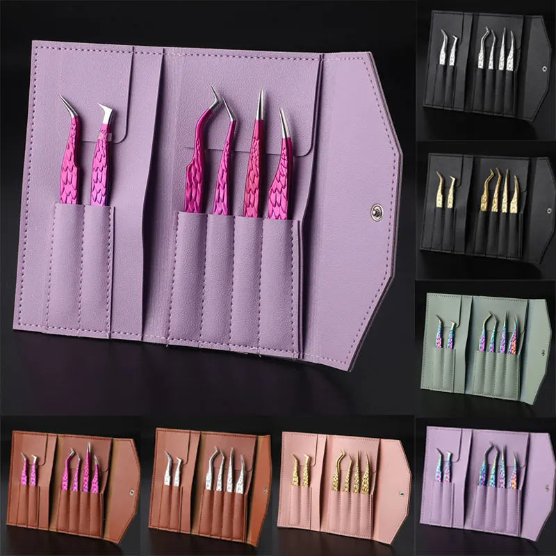 6 Piece False Eyelash Tweezers Set for Precision Lash Application Eyebrow Grooming and Nail Art Tools
