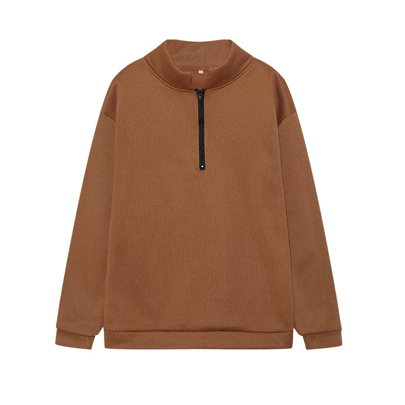 2024 Autumn And Winter Casual Half Zipper Jacket Sweater Woman