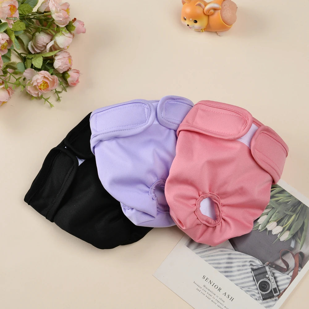 3pcs Washable Female Dog Diaper for Small Medium Dogs Adjustable Pet Physiological Pant Reusable Leakproof Pets Diapers Sets