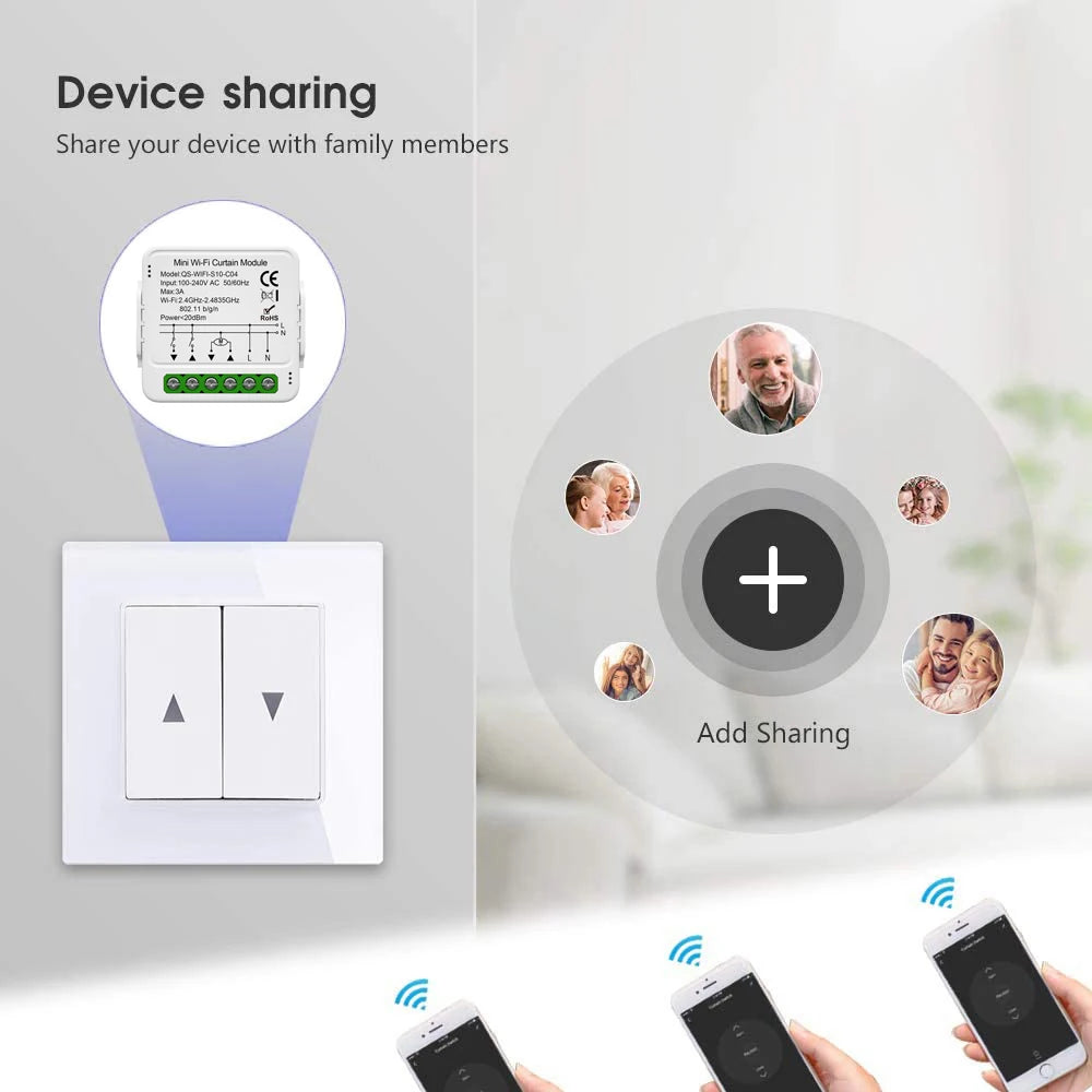 Módulo de interruptor de cortina inteligente Tuya WiFi Zigbee que conecta persianas enrollables con motor eléctrico y funciona con Alexa, Google Home y Smart Life