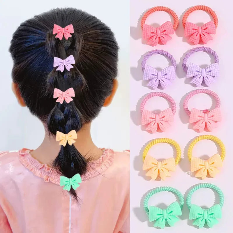 10PCS Cute Cartoon Flower Animal Elastic Hair Bands for Girls