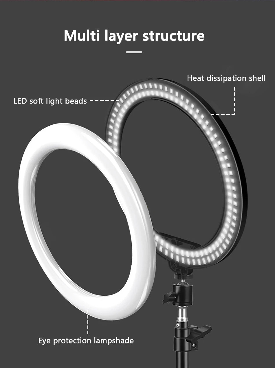 10in 26cm RGB Selfie Ring Light with Tripod Phone Holder