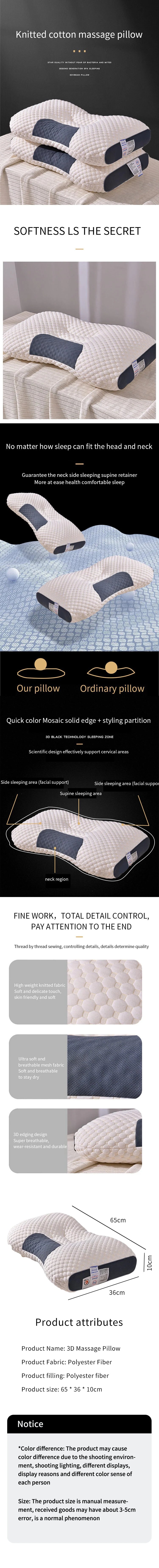 3D Neck Pillow Star Hotel Cervical Massage SPA Pillow
