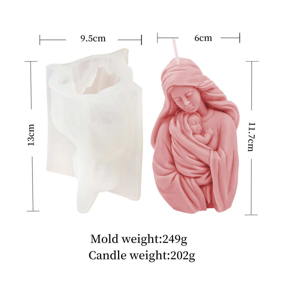 Religious Blessed Virgin Mary Candle Silicone Mold for Crafts