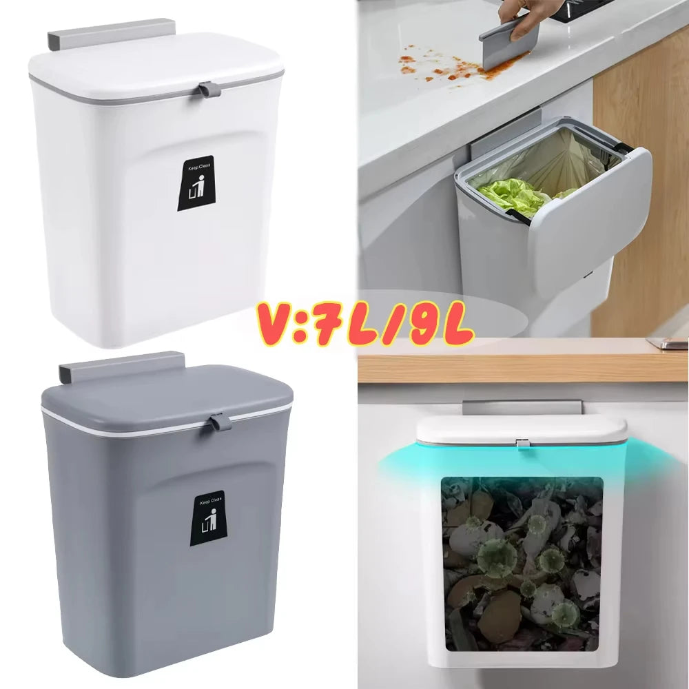 7L 9L Wall Mounted Trash Can with Lid for Kitchen and Bathroom Stylish Waste Bin Eco-Friendly Design