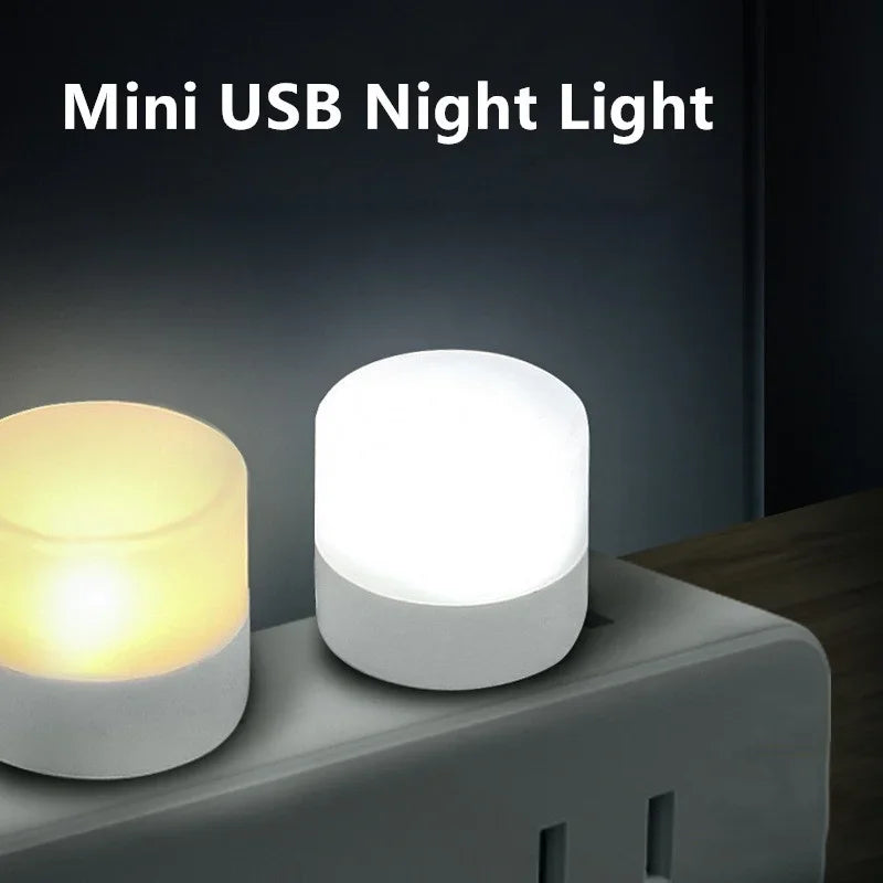 1-20Pcs Mini USB Night Light Warm White Eye Protection LED Lamp
