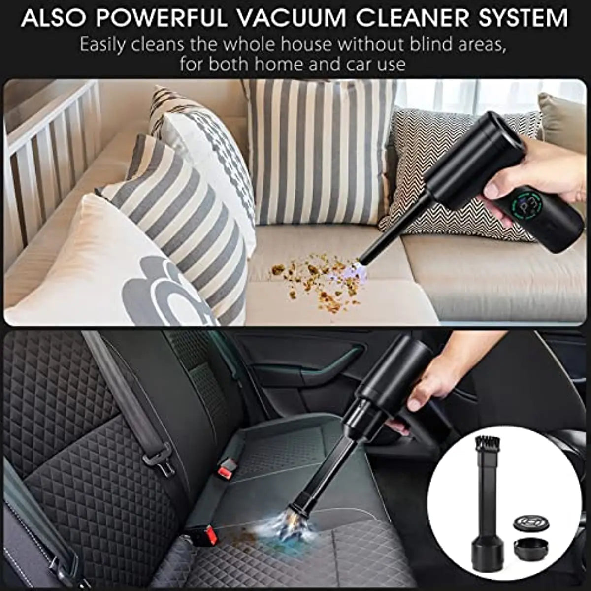 7500mAh Portable Compressed Air Duster 2 in 1 Cordless Cleaner