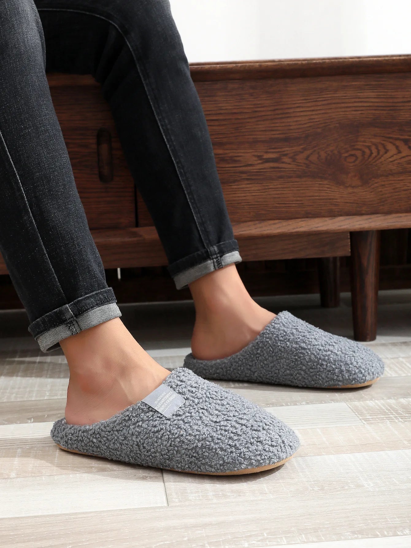 Couples Home Slippers Soft Fur Warm Indoor Flat Slides