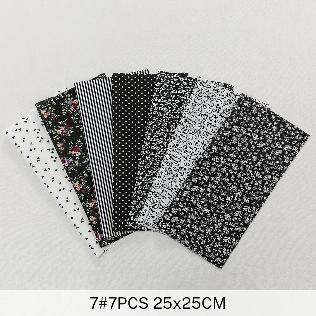 7 Pieces 25x25Cm Cotton Flower Fabric Printed Cloth for DIY