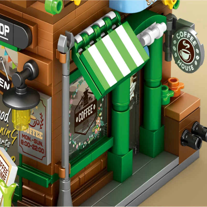 Coffee Shop Building Blocks Architecture Model for Kids Creative City Series Toy for Boys and Girls