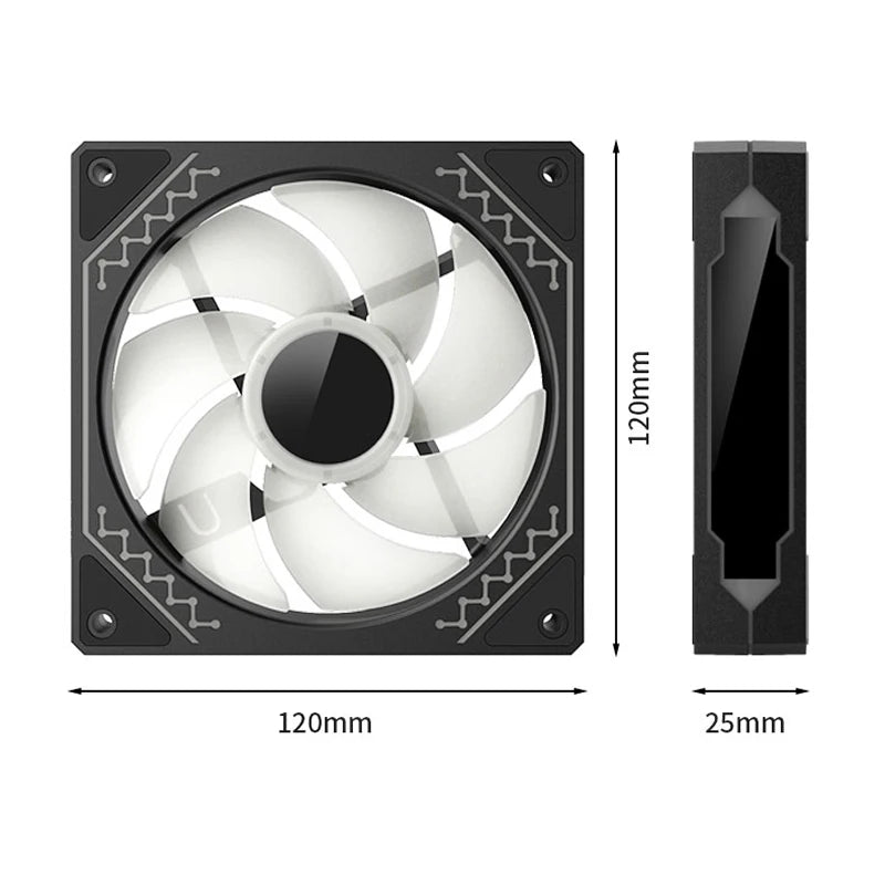 Ventilador para caja de PC TEUCER Prism12025 de 120 mm, 5 V, 3 pines, ARGB, efecto de luz de espejo cíclico, PWM, 800 a 2000 RPM, juego de 3 piezas