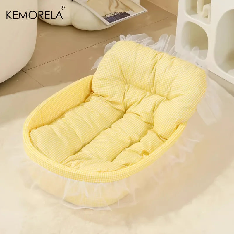 KEMORELA Gauze-edged Cat Princess Sofa Bed Washable and Removable - Universal Pet Mat for All Seasons Suitable for Cats and Dogs