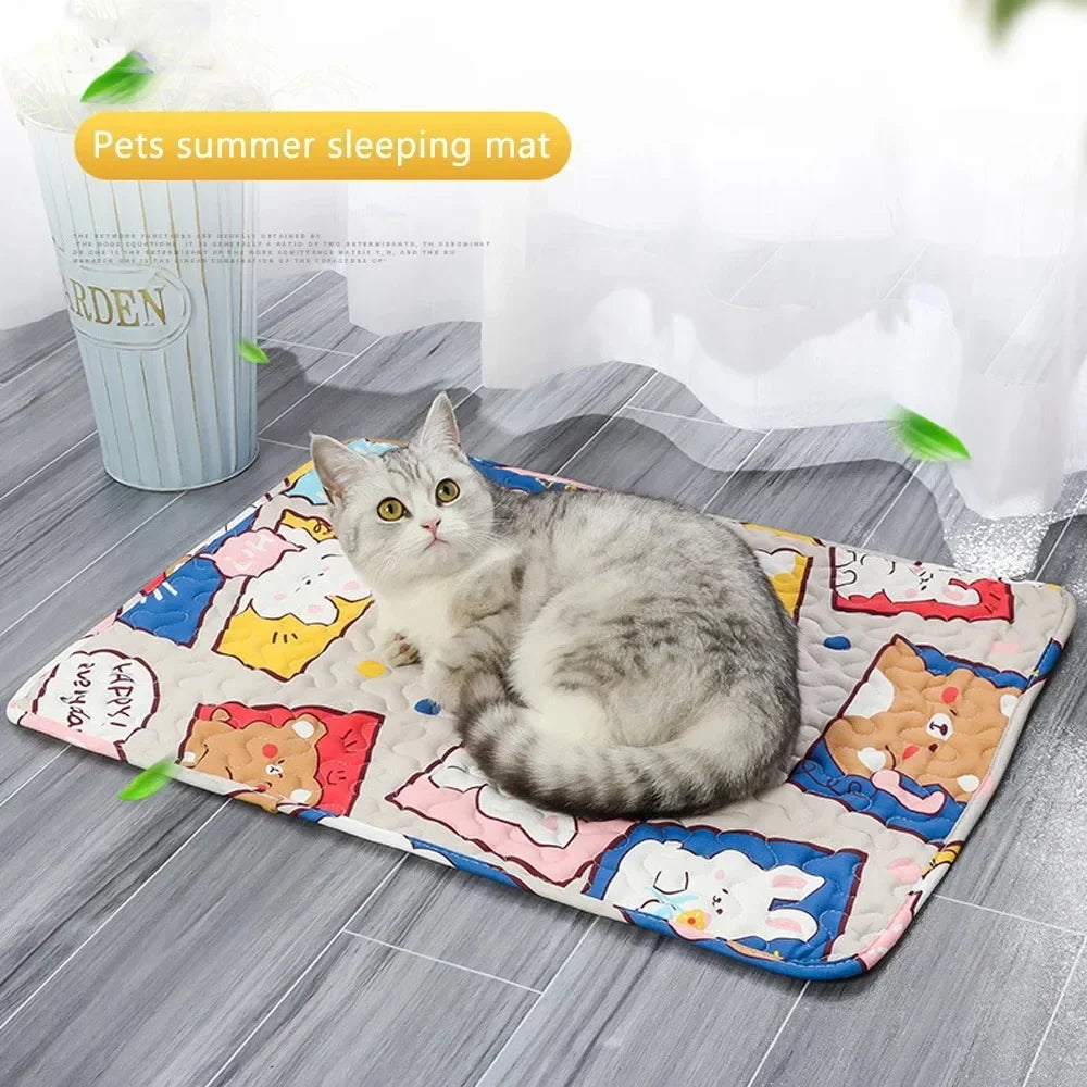 Pet Summer Mat Cooling Ice Blanket Mat Moisture Proof Dog Floor Sofa Cushion Skin Friendly Cat Sleeping Breathable Pet Bed Mat