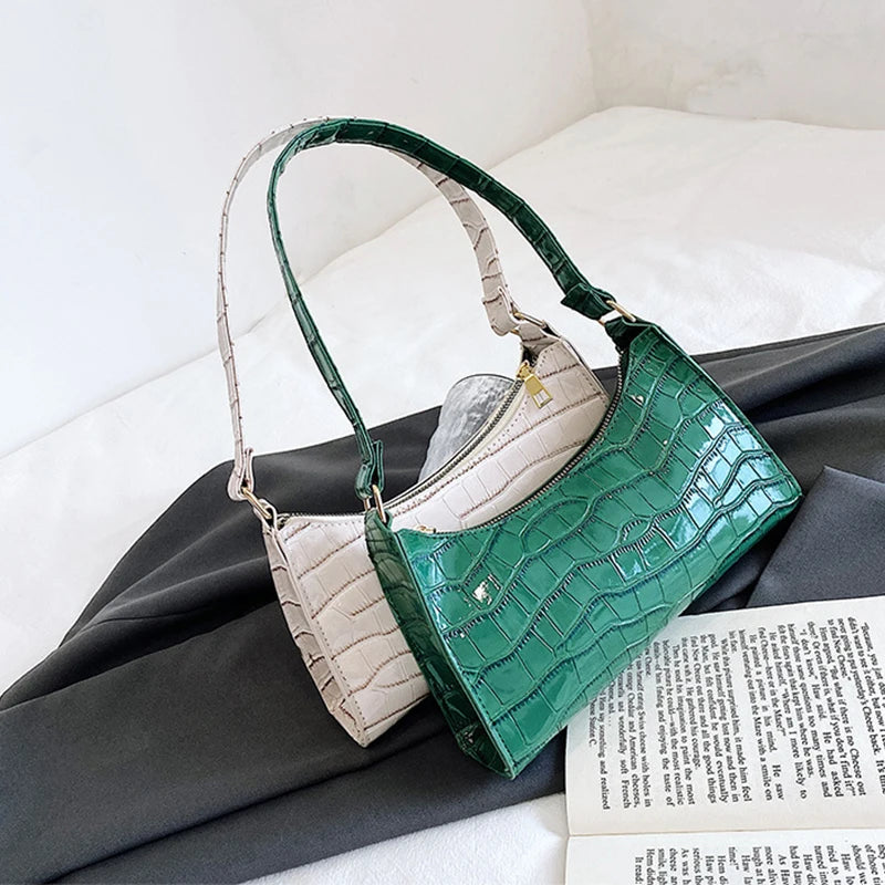Retro Alligator Pattern Small Handbags for Women PU Leather