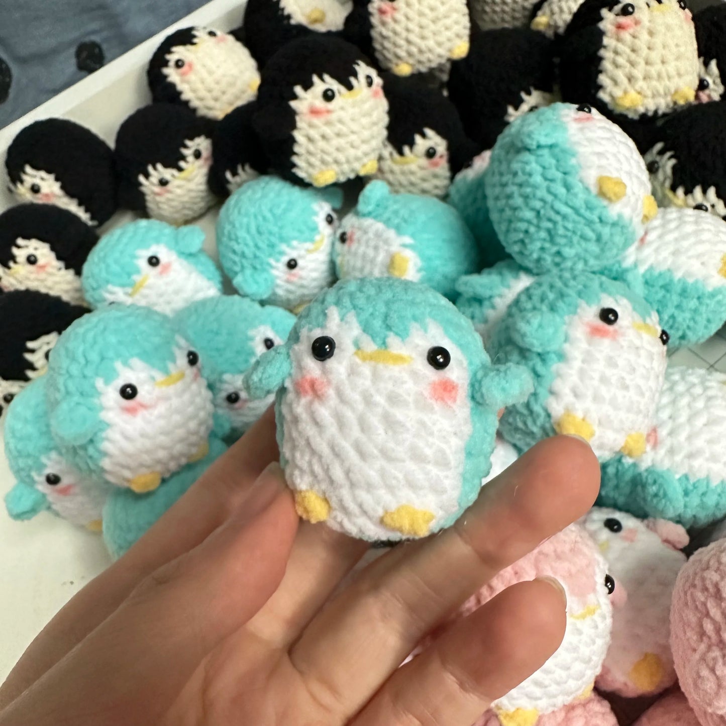 Handmade Cute Cotton Wool Penguin Doll Crochet Keychain