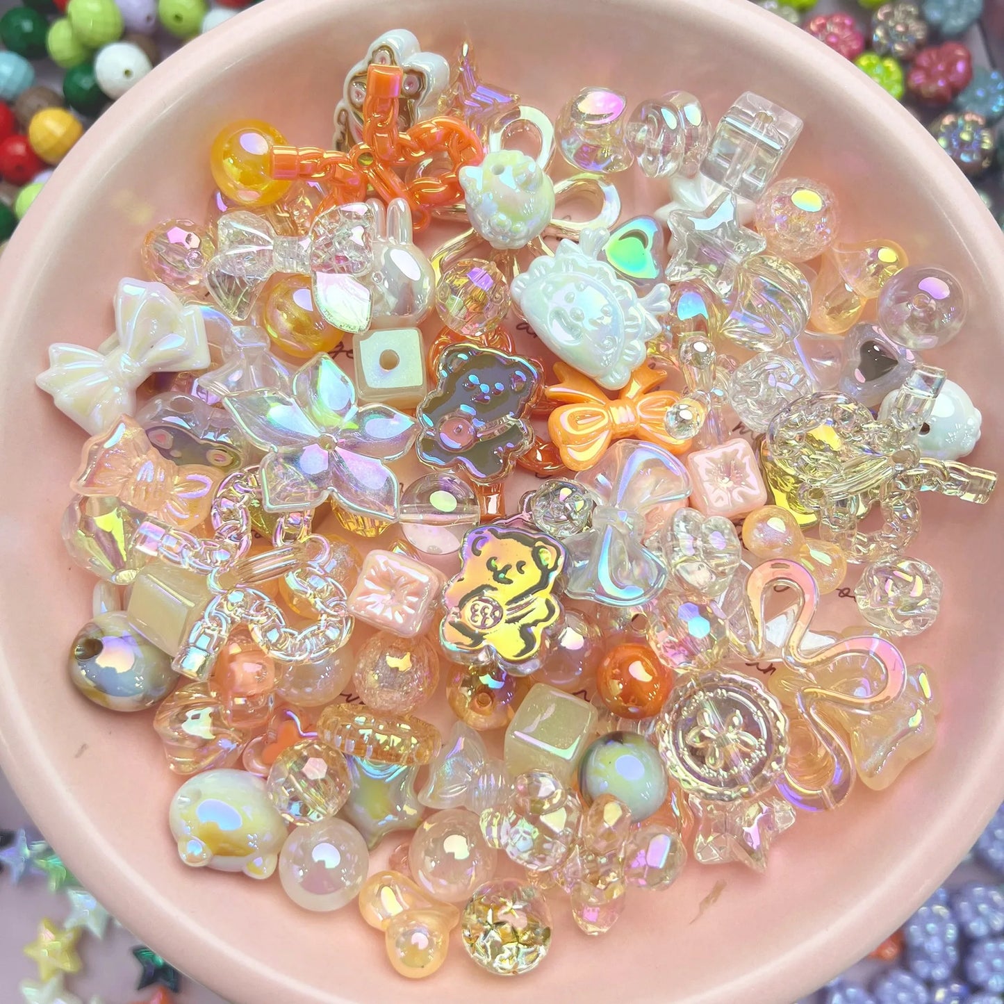 20g Y2K Mixed Bowknot Flower Heart Acrylic Cute Beads for DIY Jewelry Craft