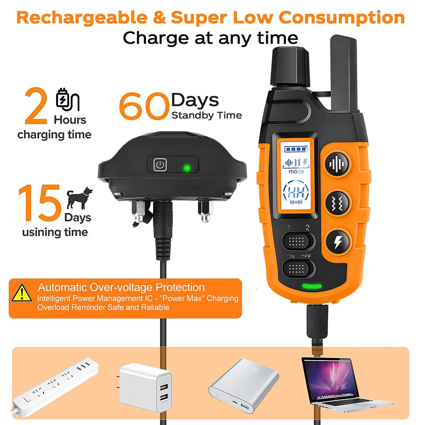 3300Ft Waterproof Electric Dog Training Collar with Remote Control for 5 to 120lbs Puppies Featuring Shock and Vibration