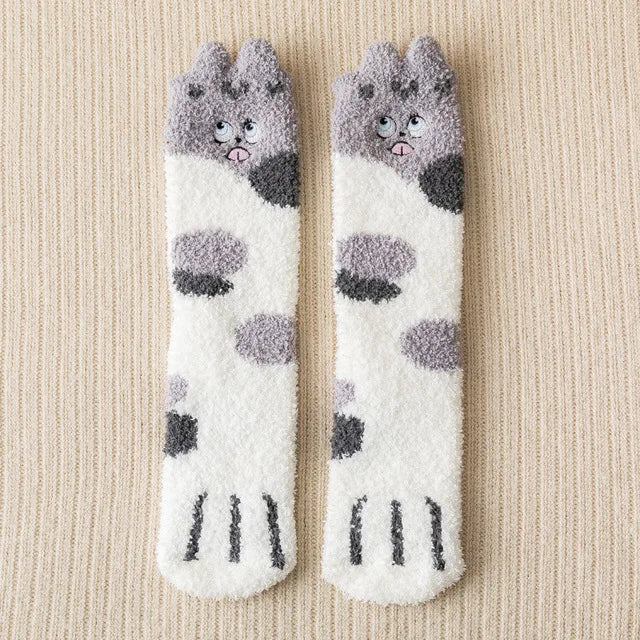 Socks Women Thicken Warm Cute Cat Paw Colorful Winter Sox