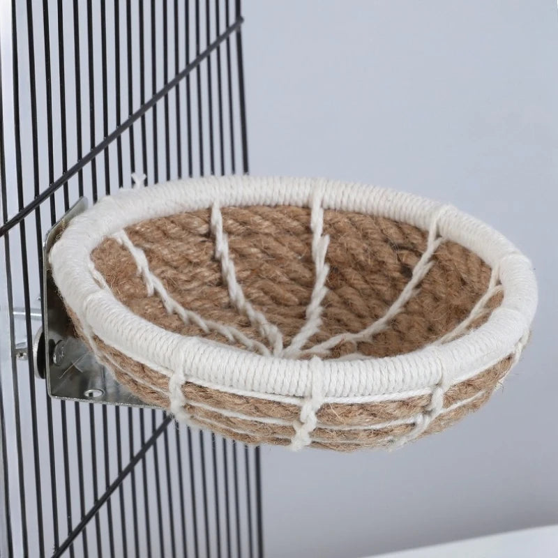Hemp Rope Bird Nest Parrot Breeding Nest Bird Cage Bed for Budgies Parakeets Cockatiels