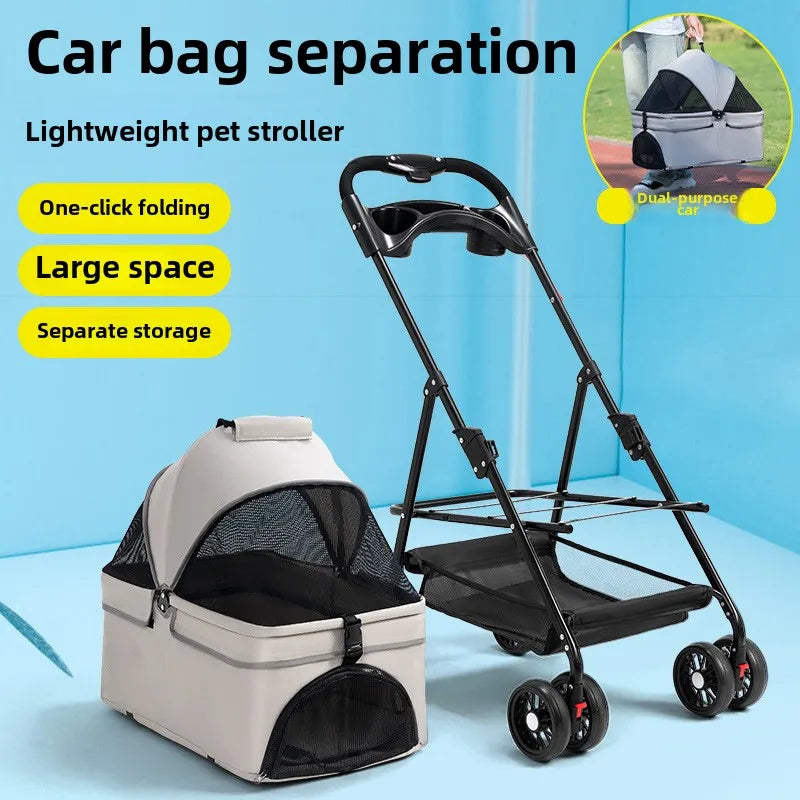 Pet Stroller Dog Cat Teddy Bear Baby Stroller Small Pet Stroller Lightweight Foldable Suitable Outdoor Travel Dog Cat Supplies