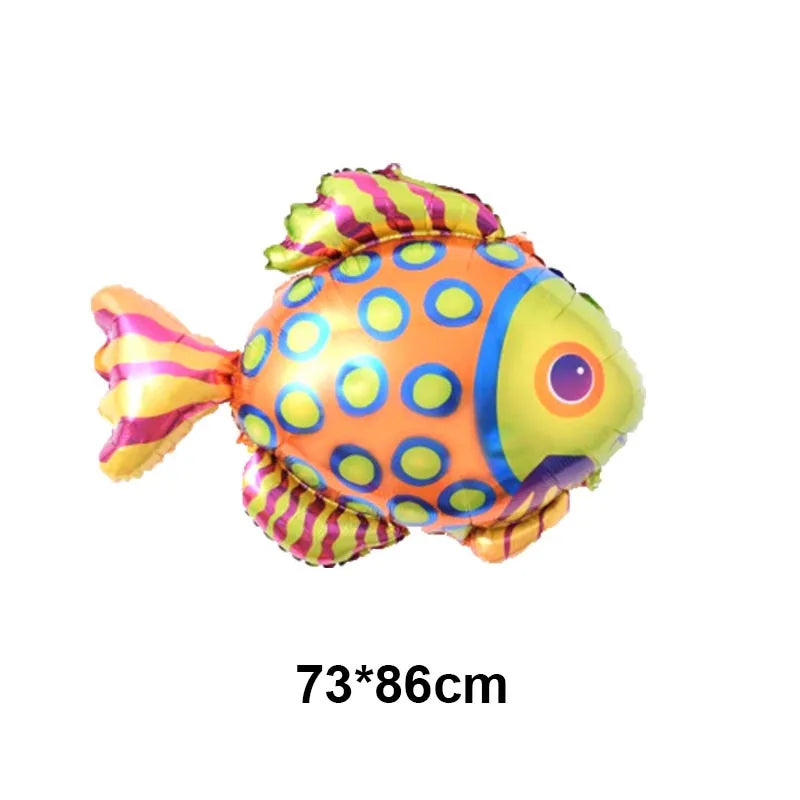 4th Birthday Sea Animal Decoration Blue Foil Balloon 32inch