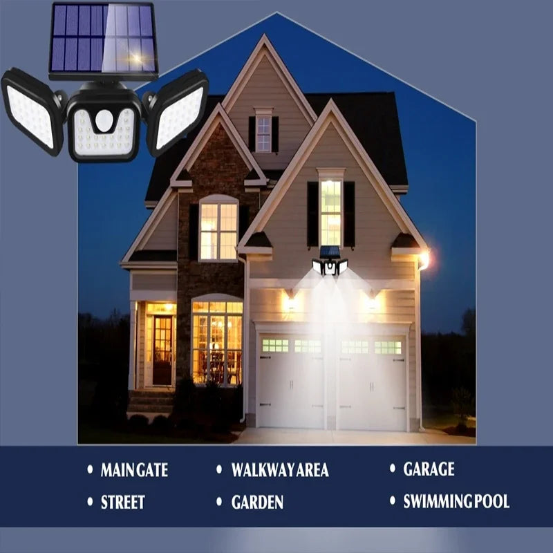 Solar Lights Outdoor Motion Sensor Human Induction IP65 Waterproof Adjustable Head Wall Lamp