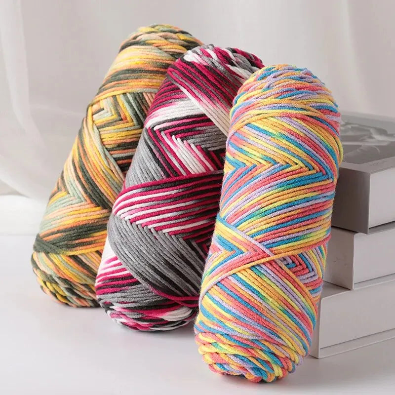 2 PCs Colorful 5-Strand Dyed Milk Cotton Baby Yarn DIY Scarf