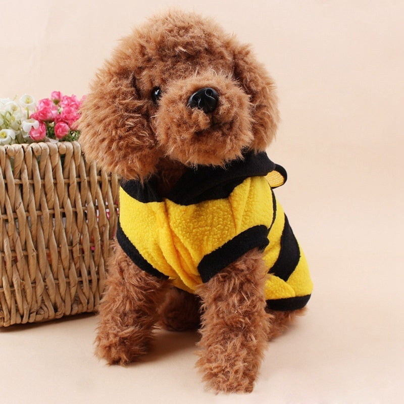 Bee Pet Puppy Coat Fleece Hoodie Costume for Dogs Cats