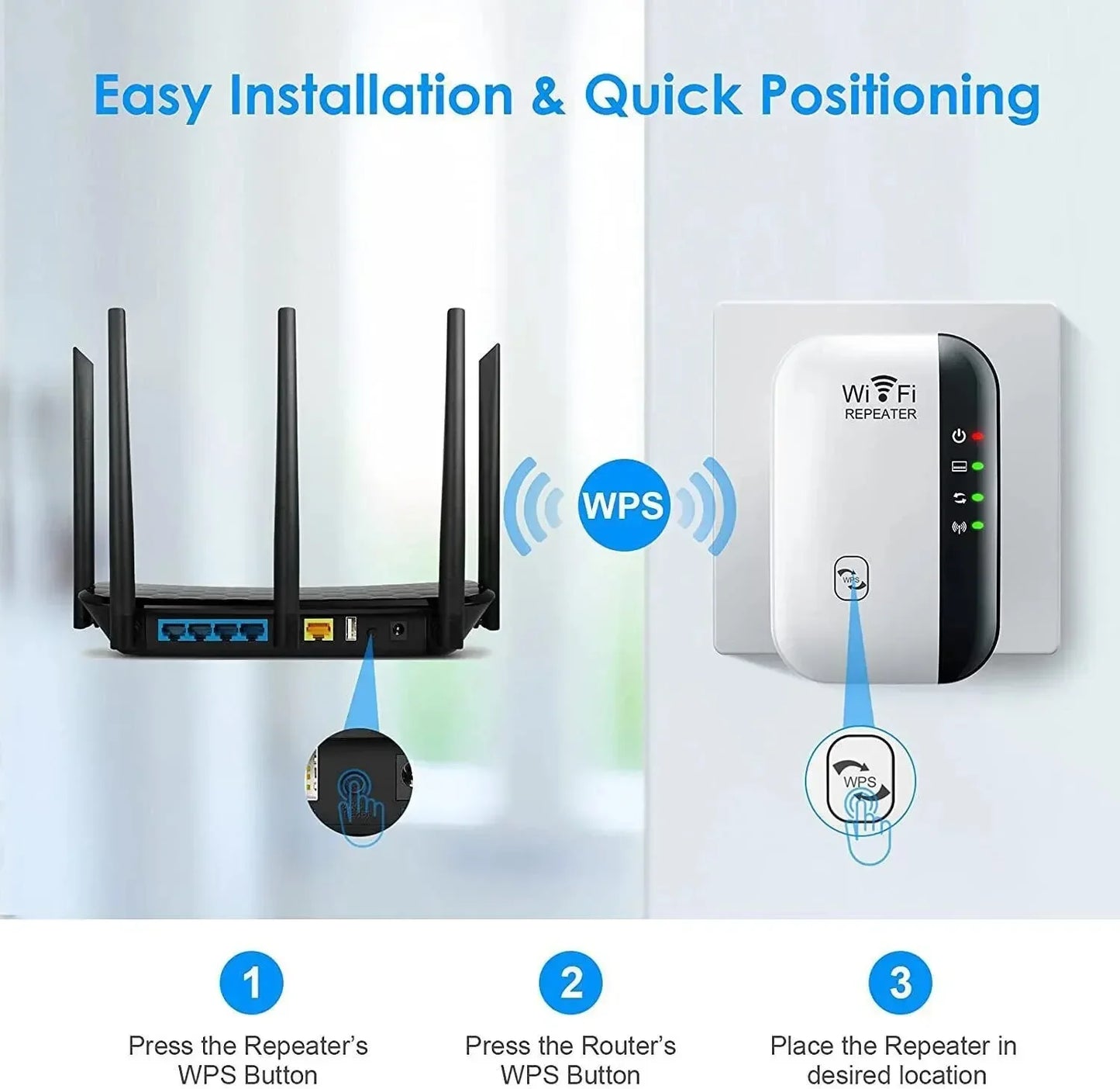 Wireless Signal Booster Wifi Extender Small Steamed Bun Repeater for Home Network Amplification