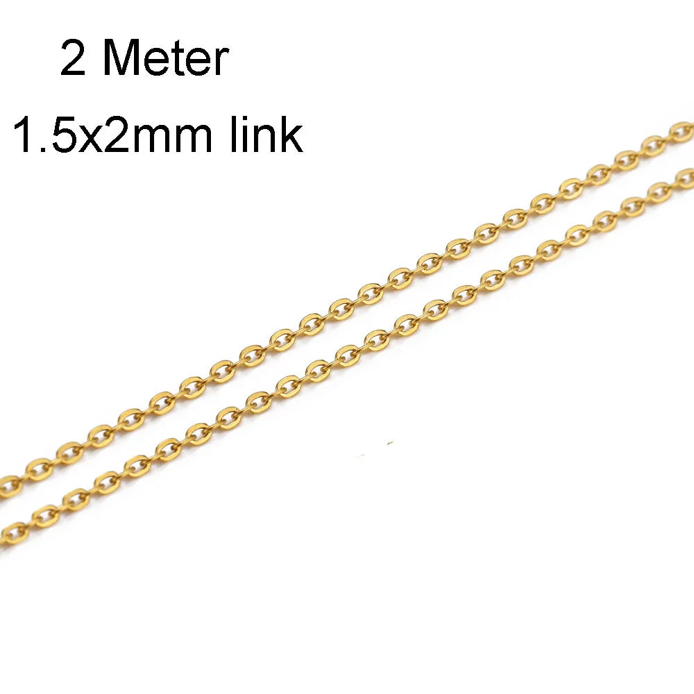 10 Meters Stainless Steel Chain 1 1.5 2mm Gold Steel Color for DIY Jewelry Making