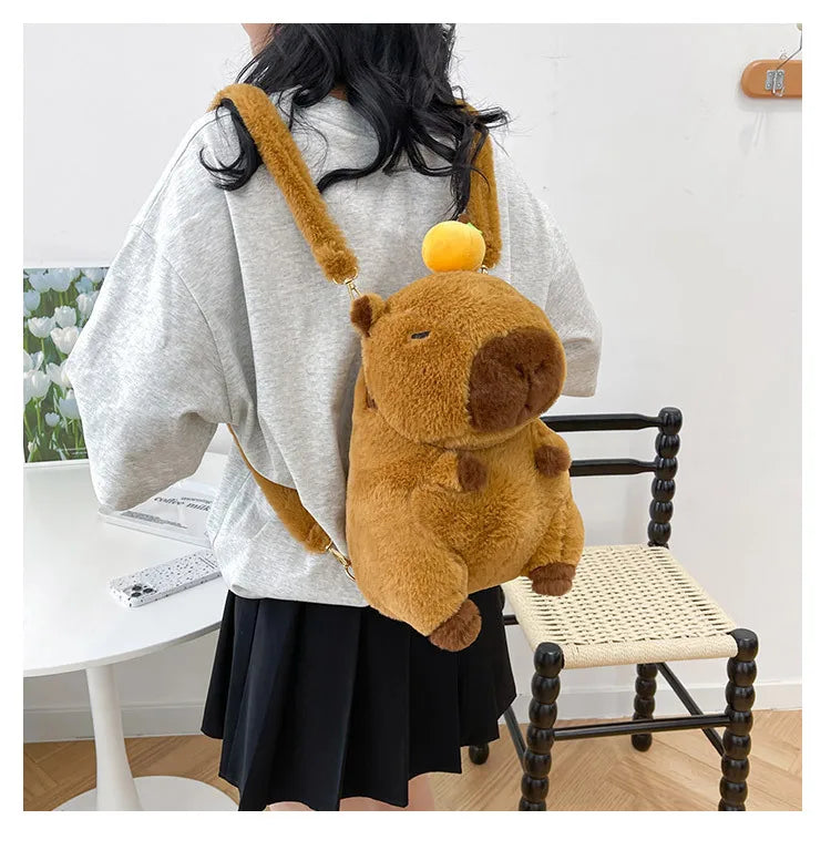 Capybara Plush Backpack Kawaii Mini Knapsack Bag for Kids