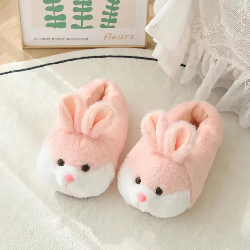 Cute Cartoon Rabbit Cotton Slippers Warm Non-slip Plush Shoes