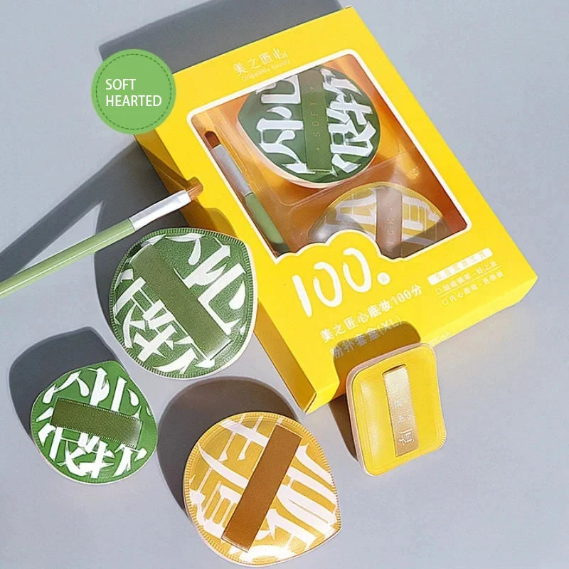 A Set Of 3 Soft Air Cushion Puff Makeup Blender Sponges