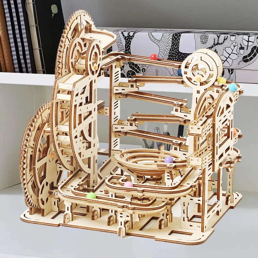 3D Wooden Puzzle Model Kits Marble Run Mechanical Puzzles Self Assembly Educational Toys for Kids and Adults