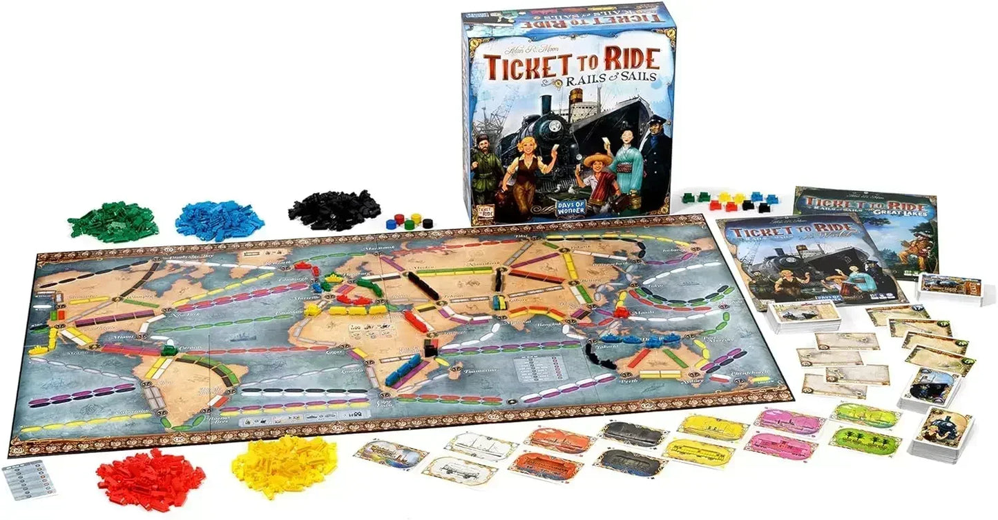 Ticket to Ride Rails and Sails Board Game Family Multiplayer Adventure Strategy Game for Friends and Parties