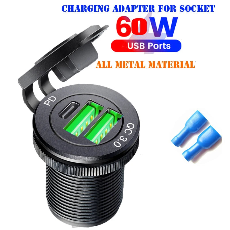 Type C Built-in USB Car Outlet 3.0 Fast Charging QC3.0 Adapter for Audi A1 A3 A4 A5 A6 A7 A8
