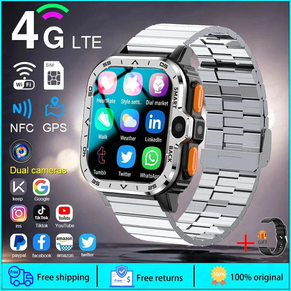 2025 New 5G SIM Card Small Fast Internet Smart Watch HD Dual Camera 64GB ROM NFC GPS WiFi Google Play Smart Bracelets For XIAOMI