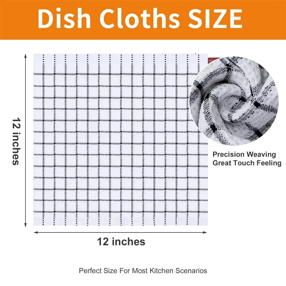 Olanly 100 Percent Cotton Kitchen Towel Super Absorbent Dishcloths for Home Cleaning and Washing Dishes